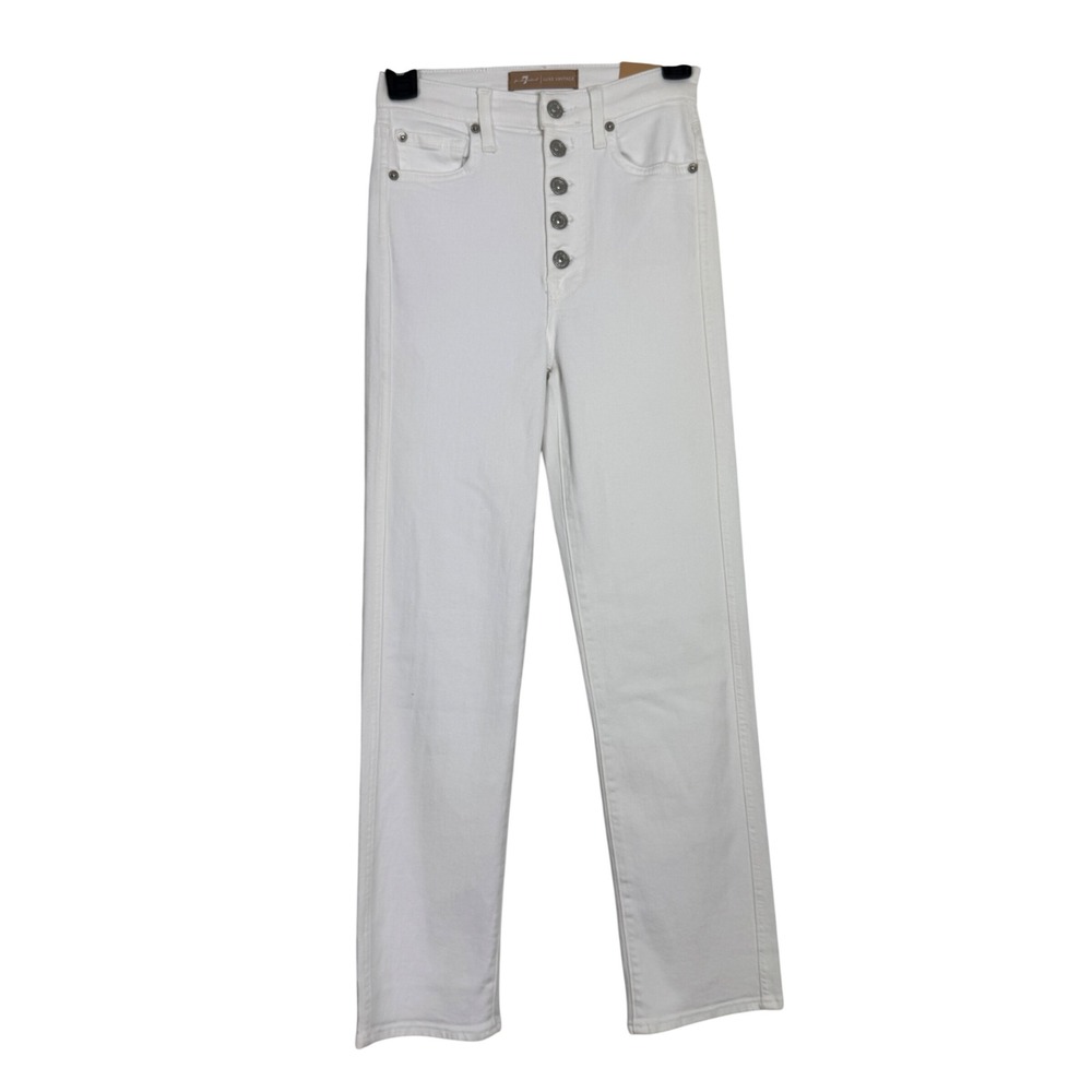 NWT! 7 For All Mankind Luxe Vintage High Waist Cropped‎ Straight Jeans White 23